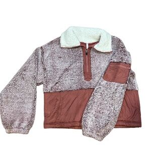 Free People Movement Quarter Zip Sherpa Mauve oversized medium pullover